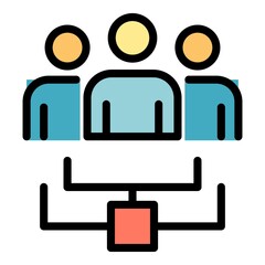 Work with the administrator icon. Outline work with the administrator vector icon color flat isolated