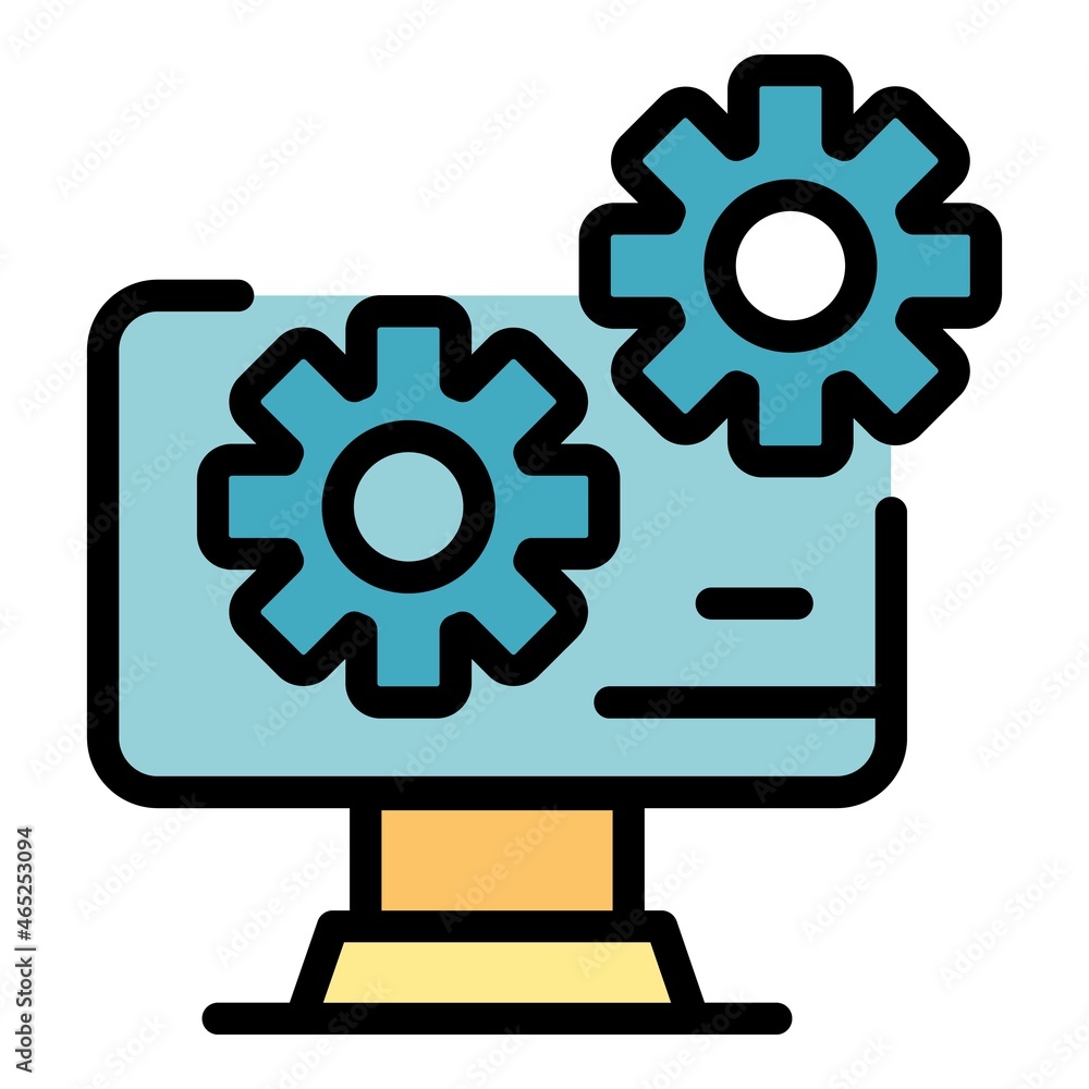 Aufkleber two gears on the screen icon. outline two gears on the screen vector icon color flat isolated