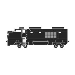 Locomotive with wagon vector black icon. Vector illustration railway train. on white background. Isolated black illustration icon of locomotive and wagon .