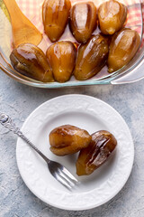 Traditional delicious Turkish dessert eggplant jam (Turkish name; patlican receli)