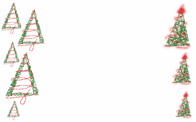 abstract christmas trees with red garlands