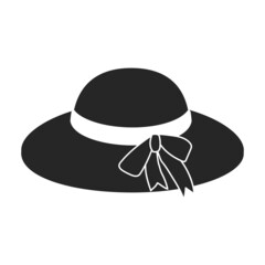 Summer hat vector black icon. Vector illustration sun cap on white background. Isolated black illustration icon of summer hat .