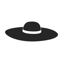 Summer hat vector black icon. Vector illustration sun cap on white background. Isolated black illustration icon of summer hat .
