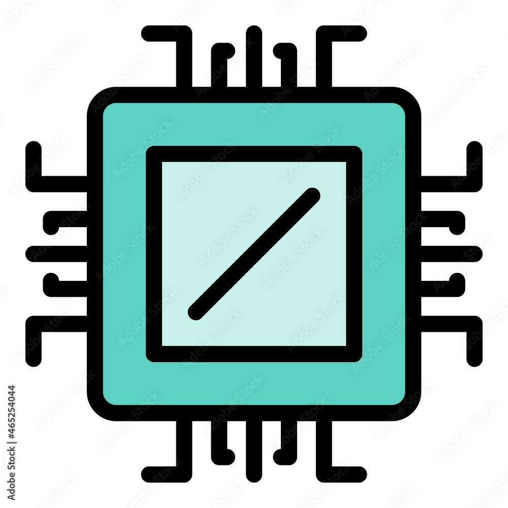 Poster microchip processor icon. outline microchip processor vector icon color flat isolated