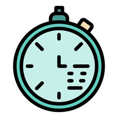 Code in the clock icon. Outline code in the clock vector icon color flat isolated