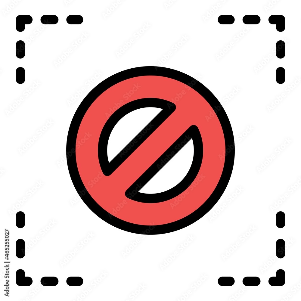 Poster denied in square icon. outline denied in square vector icon color flat isolated