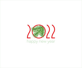 Postcard with the inscription 2022 in the New Year theme