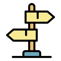 Pointers the way icon. Outline pointers the way vector icon color flat isolated