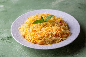 Turkish cuisine; carrot rice pilaf (Turkish name; Havuclu pilav)