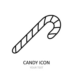 Vector illustration with lollipop icon. Sweet candy. Outline drawing.