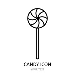 Vector illustration with lollipop icon. Sweet candy. Outline drawing.