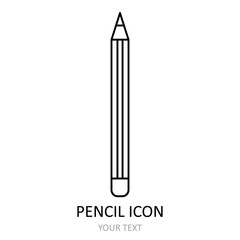 Vector illustration with pencil. Linear icon.