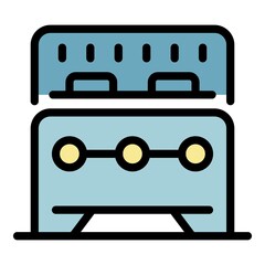 Tourist jeep in front icon. Outline tourist jeep in front vector icon color flat isolated