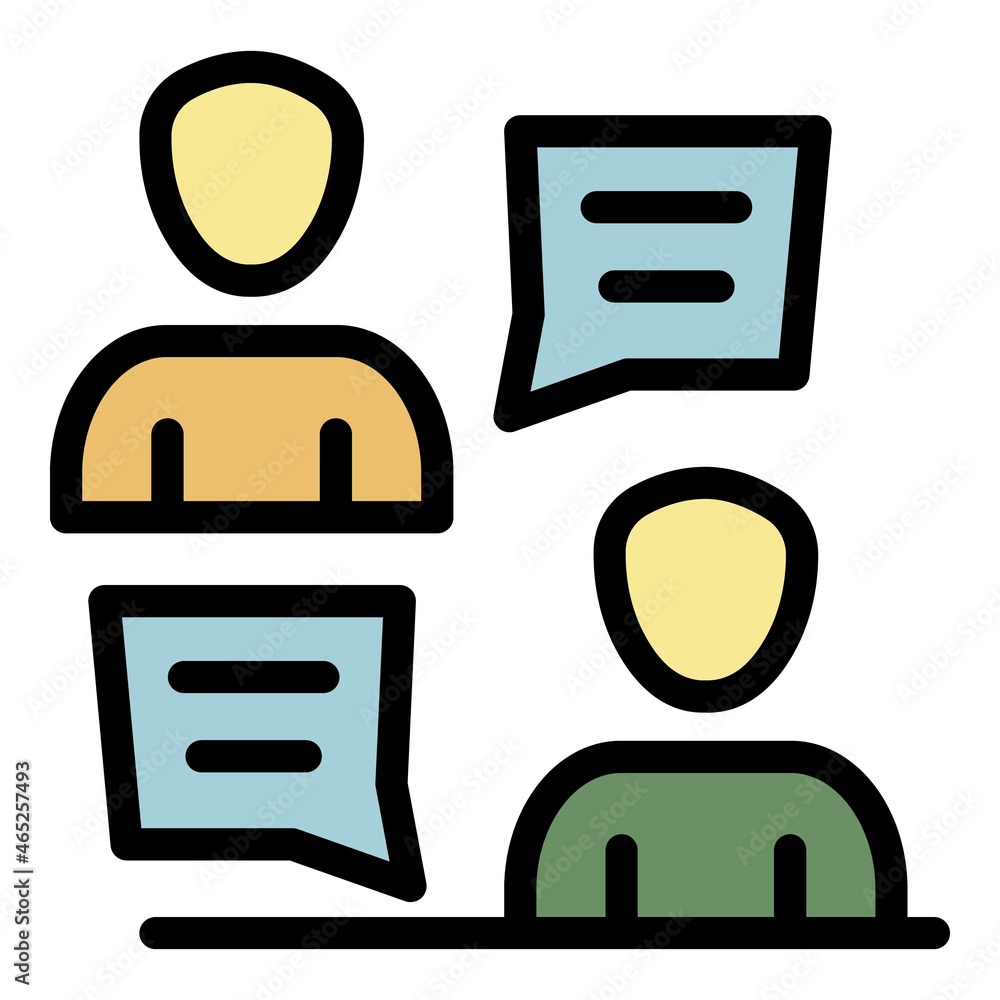 Poster online communication of two icon. outline online communication of two vector icon color flat isolate