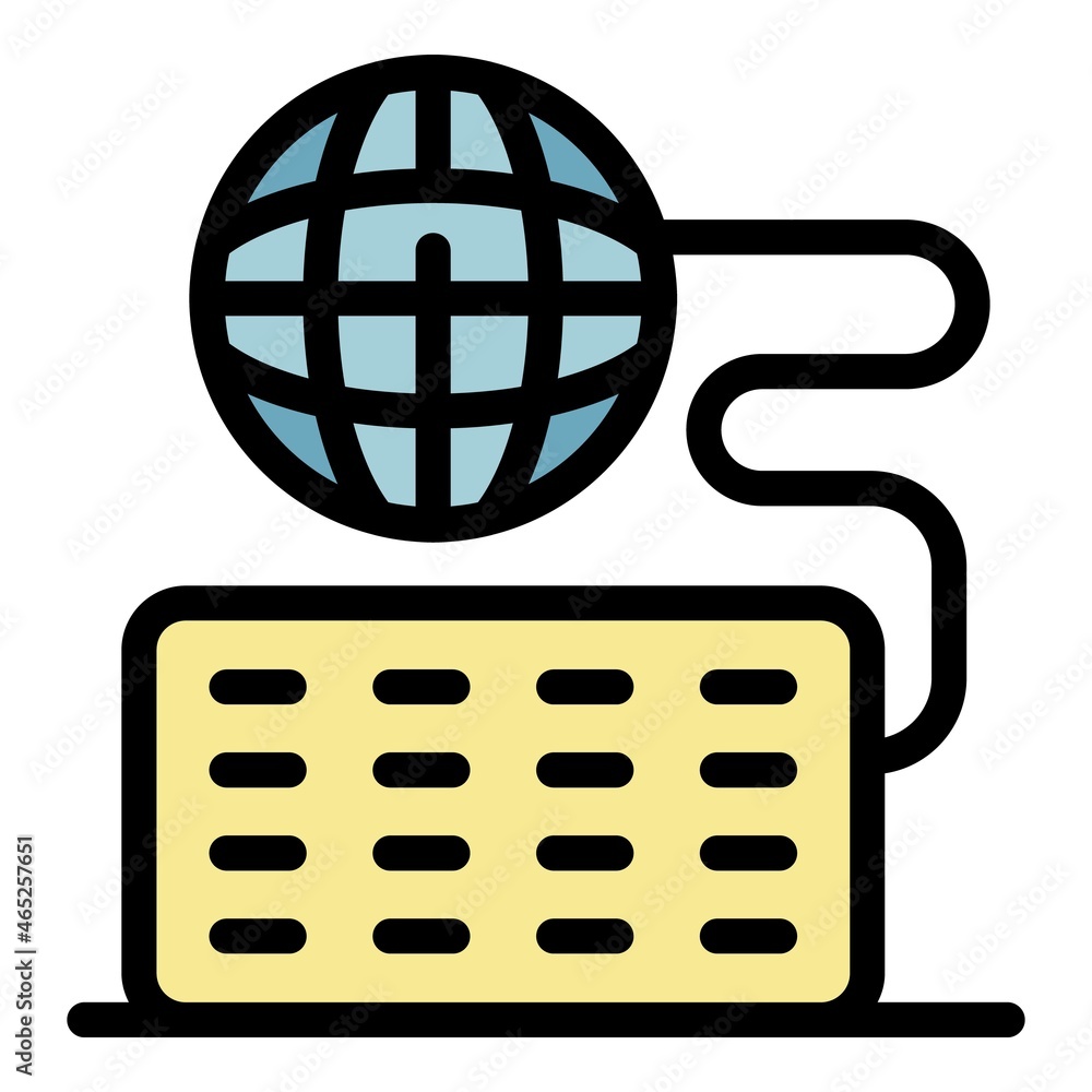 Aufkleber globe and calendar icon. outline globe and calendar vector icon color flat isolated