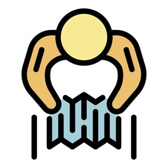 Person with map top view icon. Outline person with map top view vector icon color flat isolated