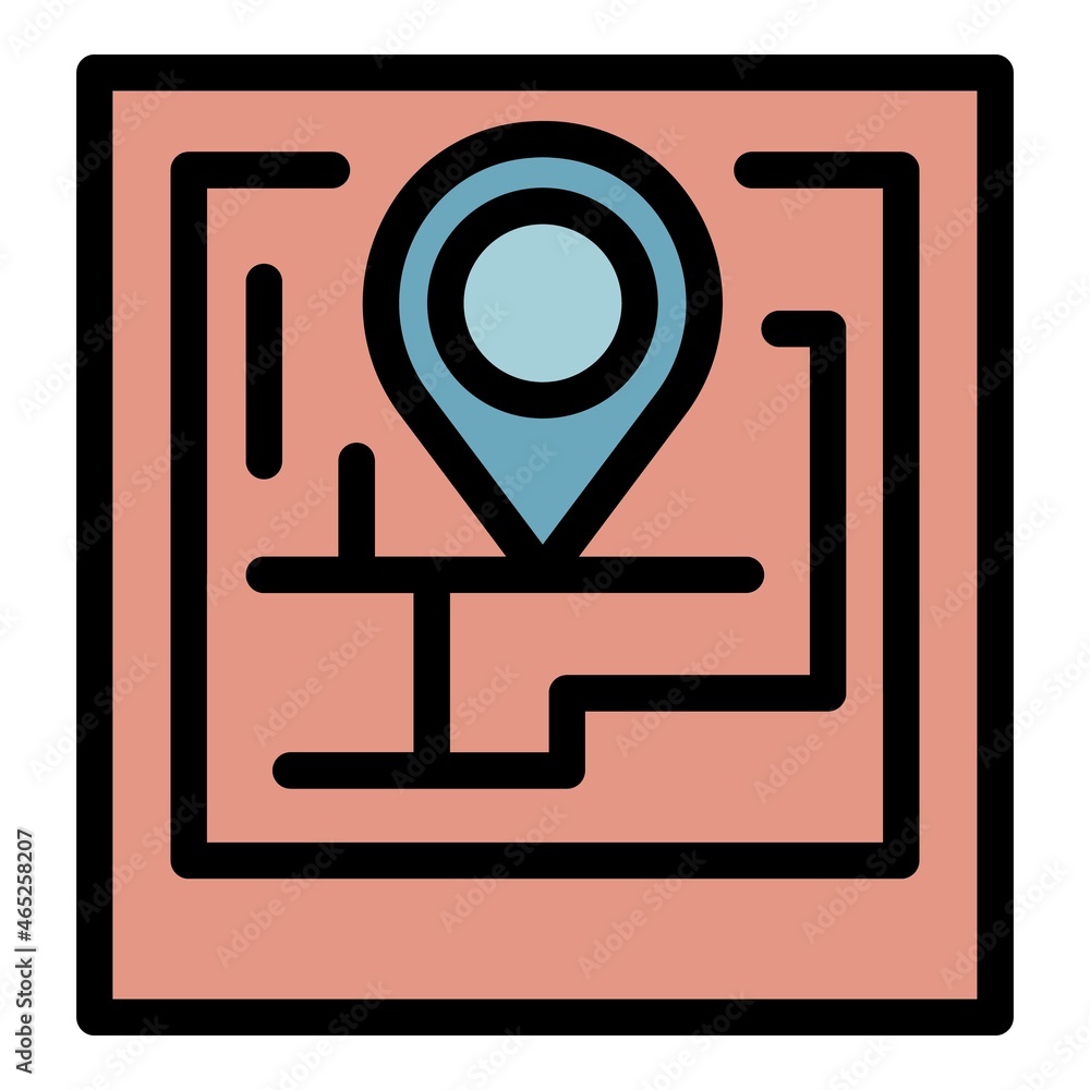 Poster route on screen icon. outline route on screen vector icon color flat isolated