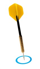 Closeup of a Dart in Bullseye