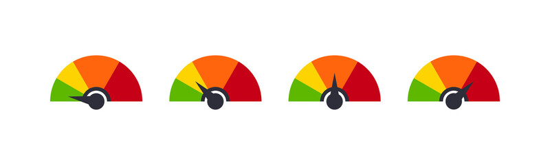 Rating customer satisfaction meter. Different emotions art design from red to green. Abstract concept graphic element of. Speedometer icon.