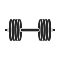 Dumbbell vector icon. Black vector icon isolated on white background dumbbell.