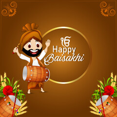 Happy vaisakhi vector illustration with creative background