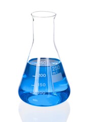 Conical Flask with Blue Liquid - Isolated