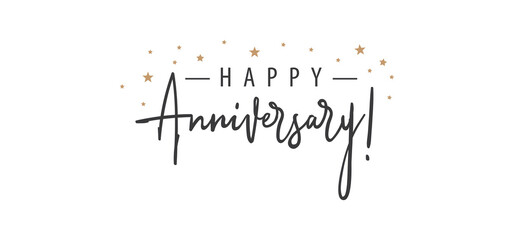 Happy Anniversary calligraphy inscription. Greeting banner. Hand drawn style design. Handwritten modern lettering.