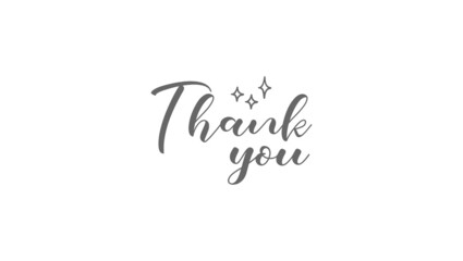 Thank you handwritten inscription with sparkles. Hand drawn lettering. Thanks calligraphic message design. Vector illustration.
