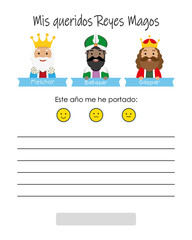 Letter to the Three Wise Men from the East. Text in Spanish dear Three Wise Men