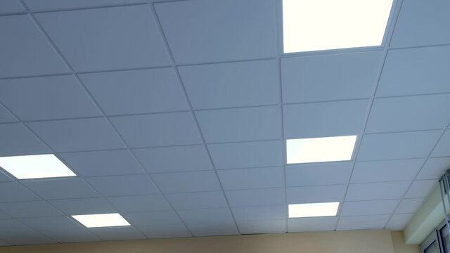 classroom ceiling illuminated with cost saving energ efficient modern led panels