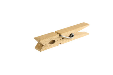 wooden clothespin on the white background