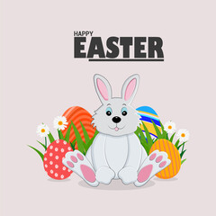 Obraz na płótnie Canvas Creative colorful painted easter egg and bunny