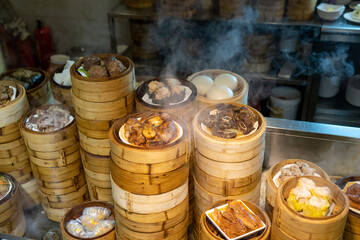 Steaming Cantonese dim sum is in the kitchen