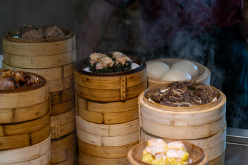 Steaming Cantonese dim sum is in the kitchen