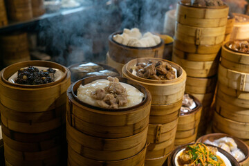 Steaming Cantonese dim sum is in the kitchen