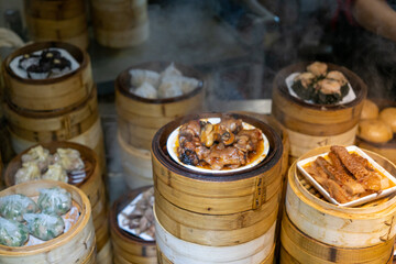 Steaming Cantonese dim sum is in the kitchen