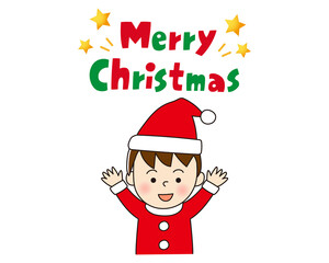 メリークリスマス！サンタクロースの衣装を着た男の子