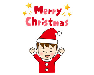 メリークリスマス！サンタクロースの衣装を着た男の子