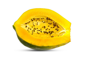 papaya slice isolated on white background.