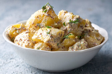 Potato salad with mustard seeds and mayonnaise (Turkish name; patates salatasi)