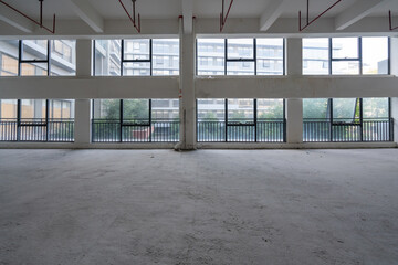 Undecorated interior space of office building