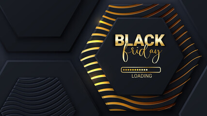 Black Friday loading bar background, banner poster design template. Progress loading bar. Black friday sale. Vector illustration.