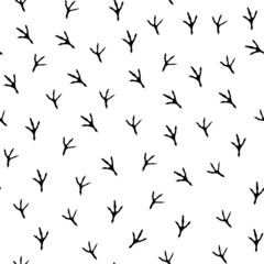 Seamless pattern with the image of the print of the paws of the birds. Design for paper, textile and decor. Vector illustration.