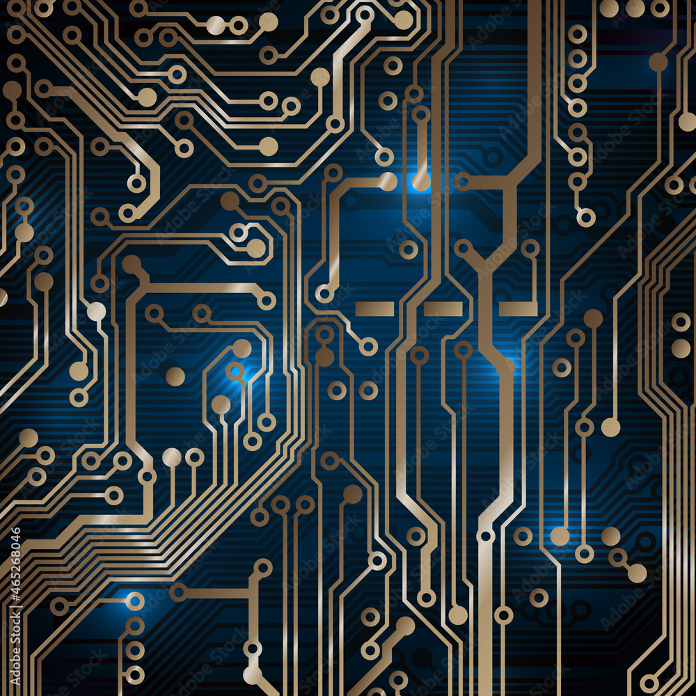 Wall mural circuit board background. technology concept, dark background. analog circuit. electronic computer t