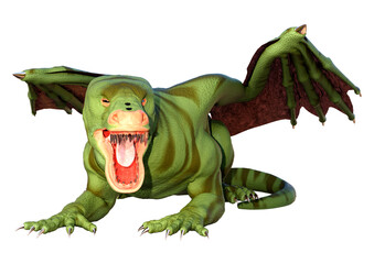 Fototapeta premium 3D Rendering Fairy Tale Dragon on White