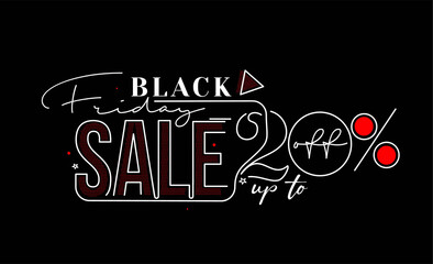 Black Friday Sale Promotion Poster or banner Design, Special offer 20% sale, Promotion and shopping vector template.