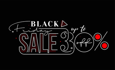 Black Friday Sale Promotion Poster or banner Design, Special offer 30% sale, Promotion and shopping vector template.