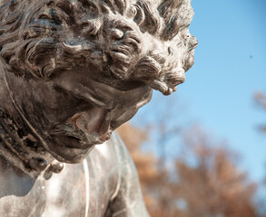 sculpture close-up. a man's face. a statue of a man.