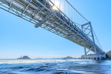 大鳴門橋と渦潮　徳島県鳴門市　Naruto Bridge and whirlpools. Tokushima-ken Naruto city