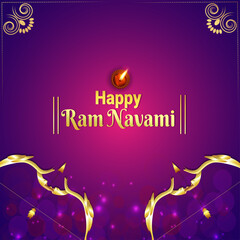 Happy ram navami celebration background with Lord rama bow and arrow